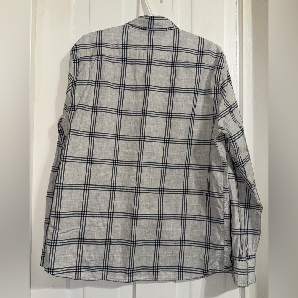 Banana Republic Blue and Gray Flannel Shirt size large slim untucked work casual - Picture 2 of 3